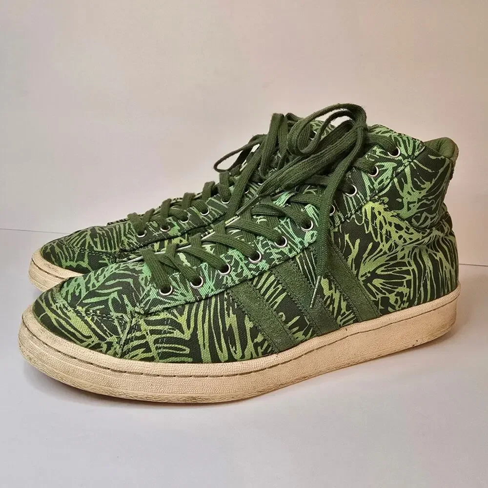 Adidas Jabbar Mid Top Sneakers Men's Size 12 Green Jungle Print D67390 - Picture 3 of 12